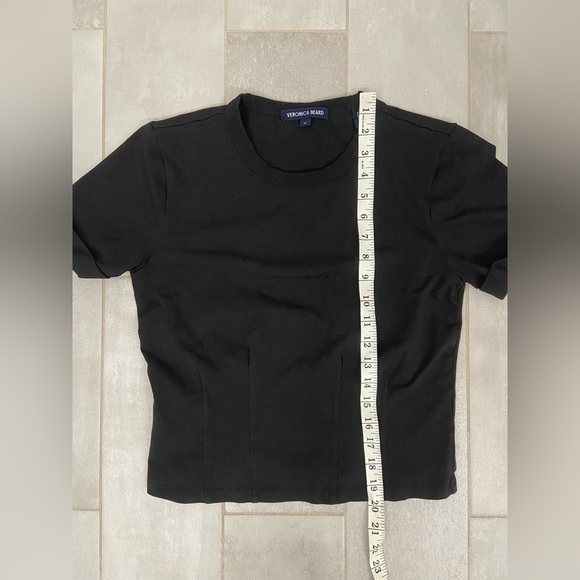 Veronica Beard Ankara Seamed Crewneck T-Shirt Black Size XS - Picture 9 of 9